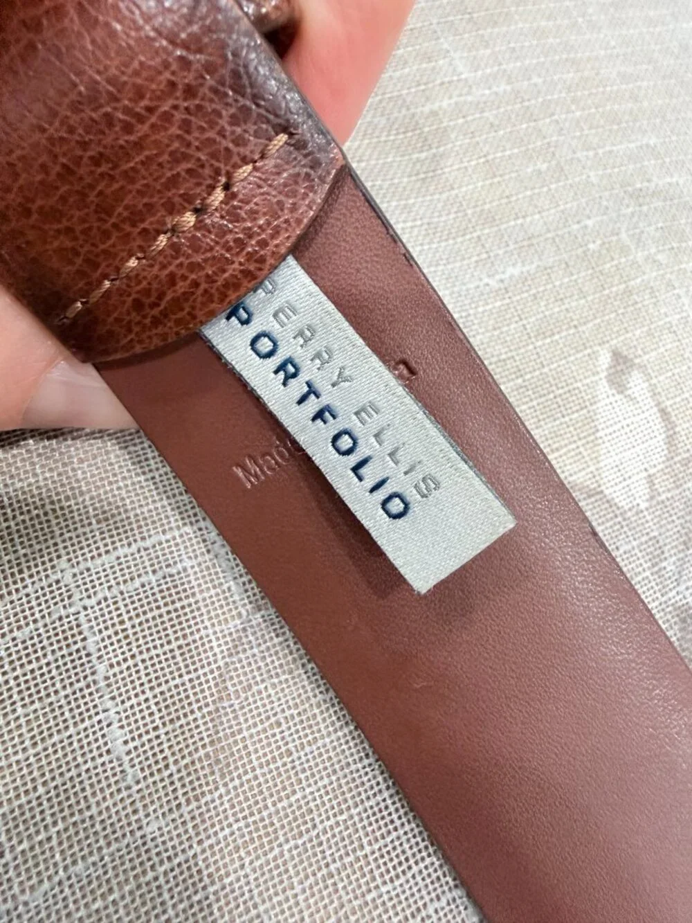 Perry Ellis Men’s Genuine Leather Belt Size 36 Brown Cognac Classic Dress Casual